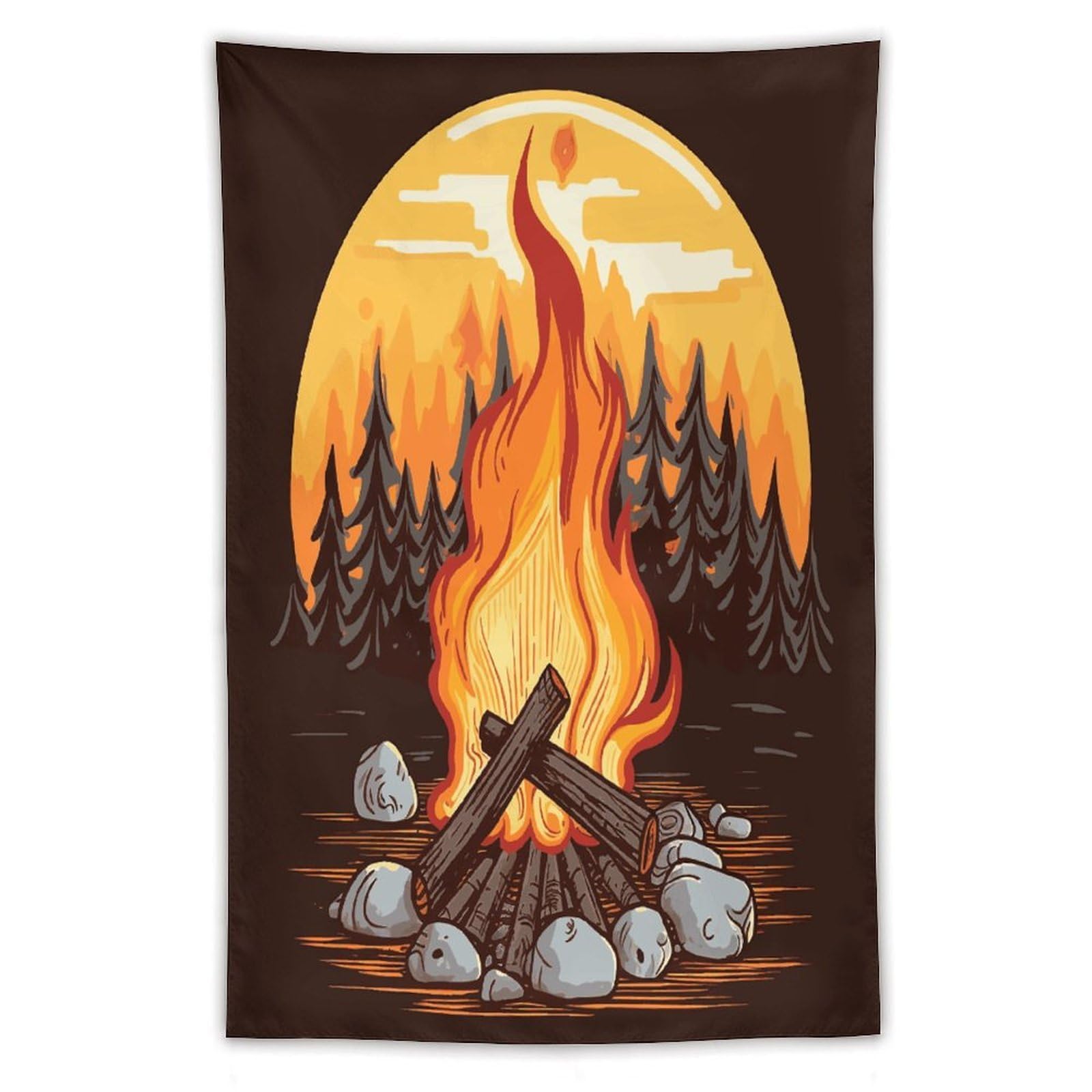 MUSM Bonfire Tapestry with Installation Kit Personalized Wall Tapestry Aesthetic Tapestries Backdrop Banner Wall Art Hanging Decor for Home Picnic Beach Blanket 40"x60"