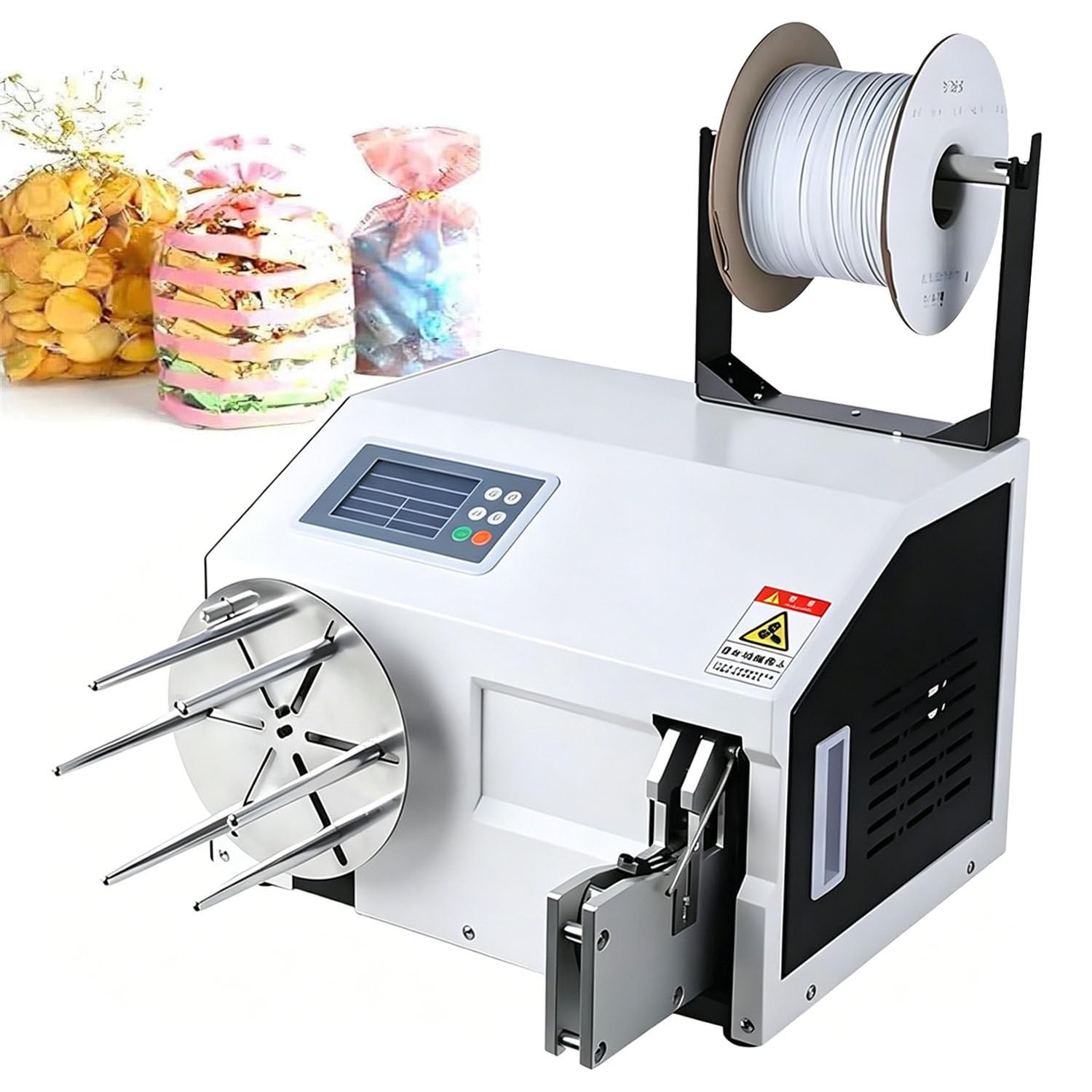COAKUE Bag Closure Bundling Equipment, Candy Bread Toy Twist Tying Machine, Semi Automatic Cable Tie, 400W, Sensor Binding, 60-75 Bundles Per Minute, for Home & Industrial Use B