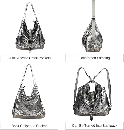 Miniatura 3 de kalopar Hobo Bags for Women,Large Shoulder Tote Bag for Women,Shiny Leather Trendy Purse with Zipper.