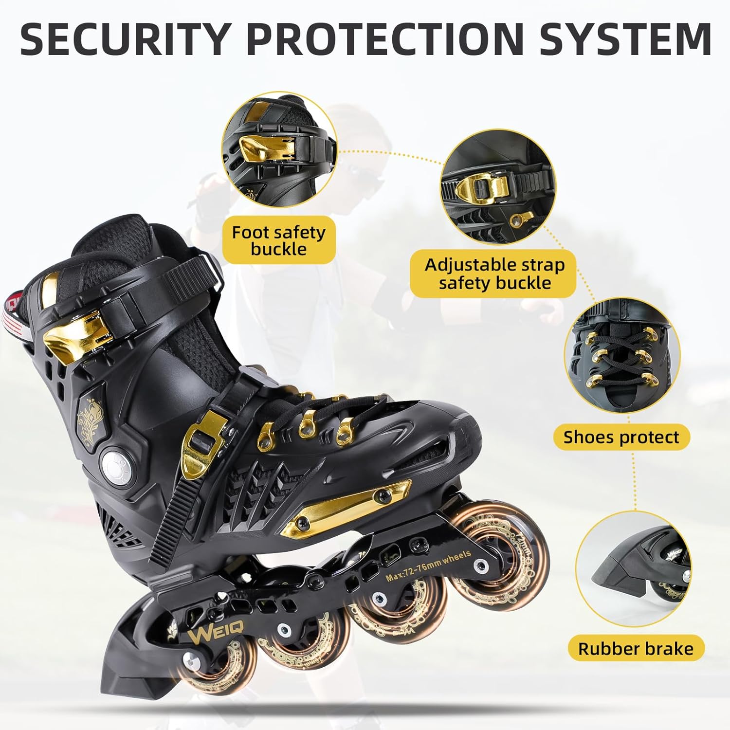 Inline Skates for Women and Men, Fitness Professional Roller Skates Blades Adult, High Performance Outdoor Inline Speed Skates Unisex, Beginner Free Aggressive 4-Wheel Racing Skates