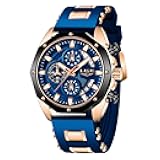 Men's Wrist Watches Analog Dress Waterproof Work Casual Unique Vintage Chronograph Quartz 3ATM Water Resistant Silicone Strap Luminous Date Elegance Daily Chronograph Watch