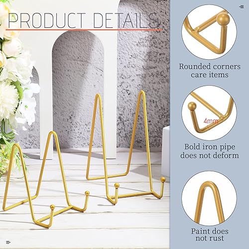 Miniatura 3 de Mixweer 12 soportes de libros para exhibición, marco de fotos de metal, soporte para libros, soporte para fotos, caballetes, soporte para fotos para