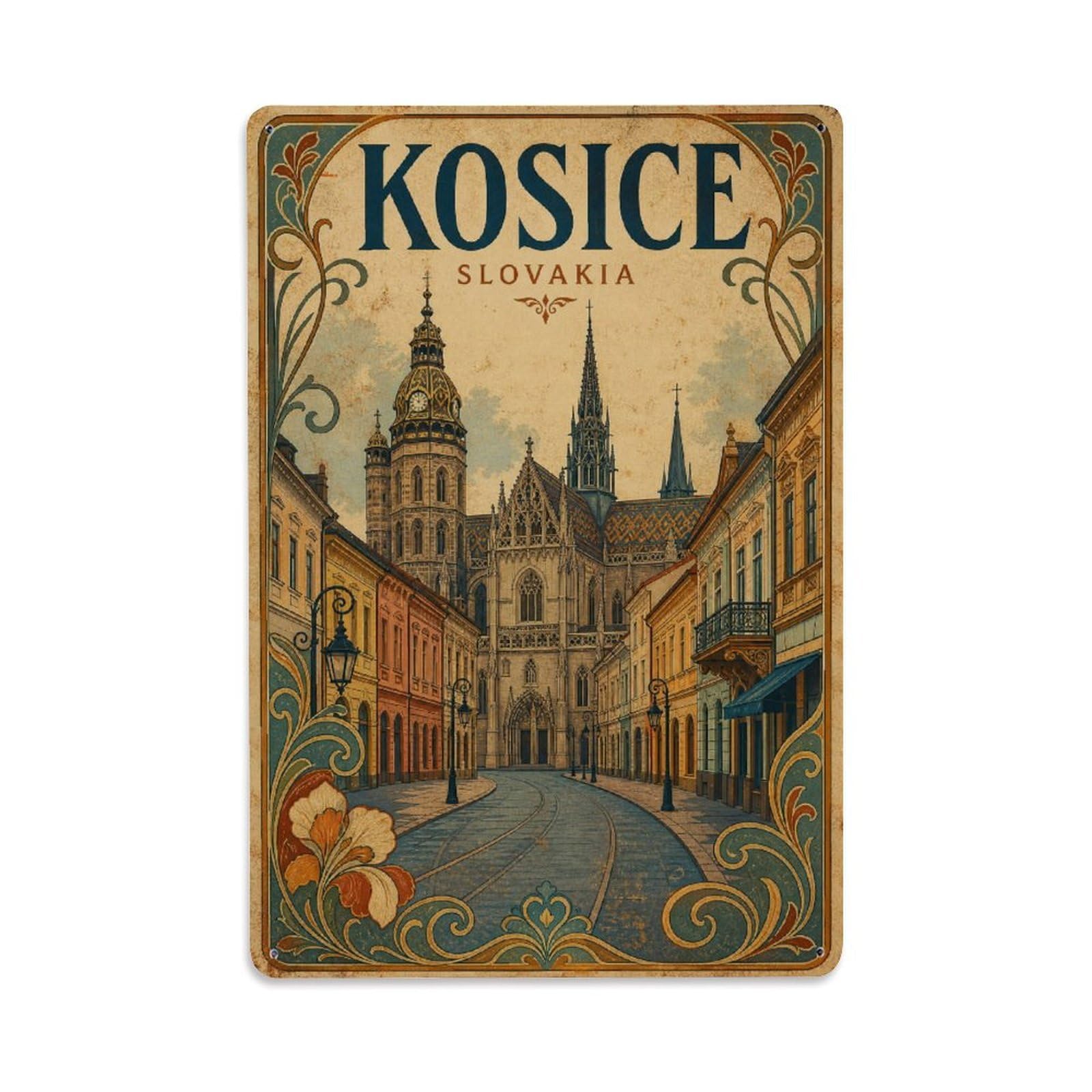 Metal Tin Sign Vintage Travel Slovakia Kosice