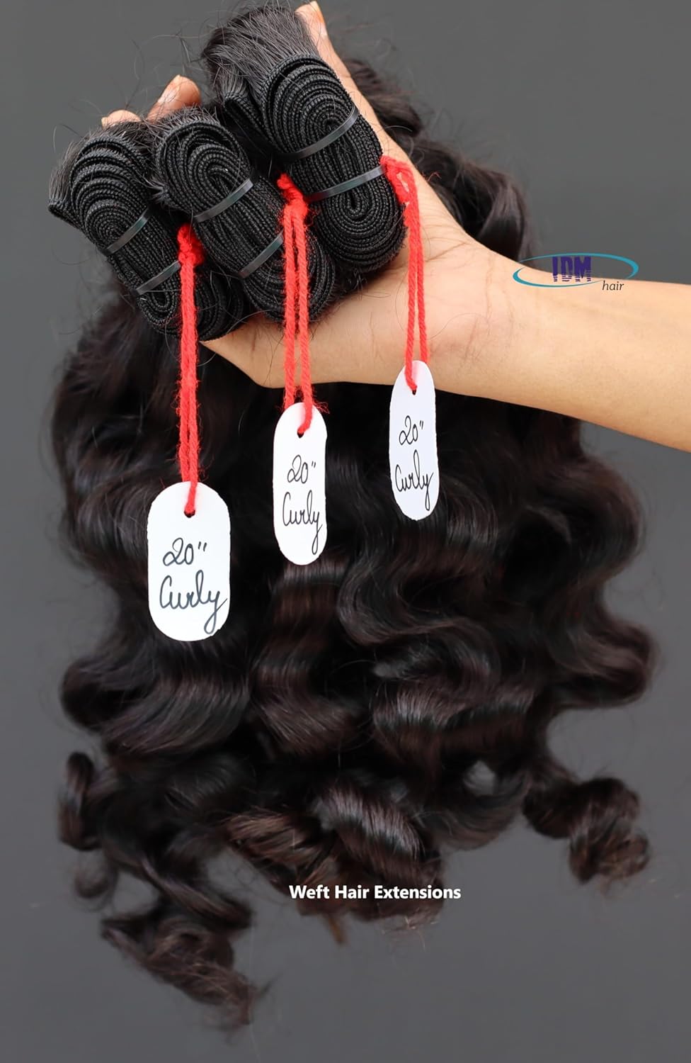 IDM 20” Curly 3 bundles 100% Natural Indian Virgin Raw Hair double weft single donor hair bundles