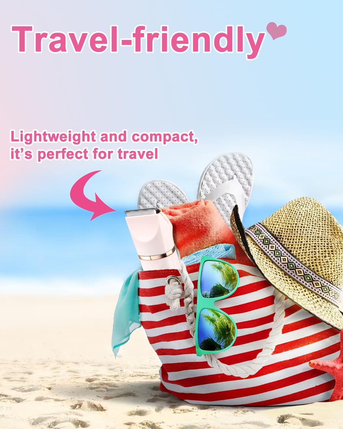 Bikini Trimmer for Women,3 in 1 Electric Shaver,IPX7 Waterproof Hair Trimmer Women USB Recharge (Pink) - Image 9