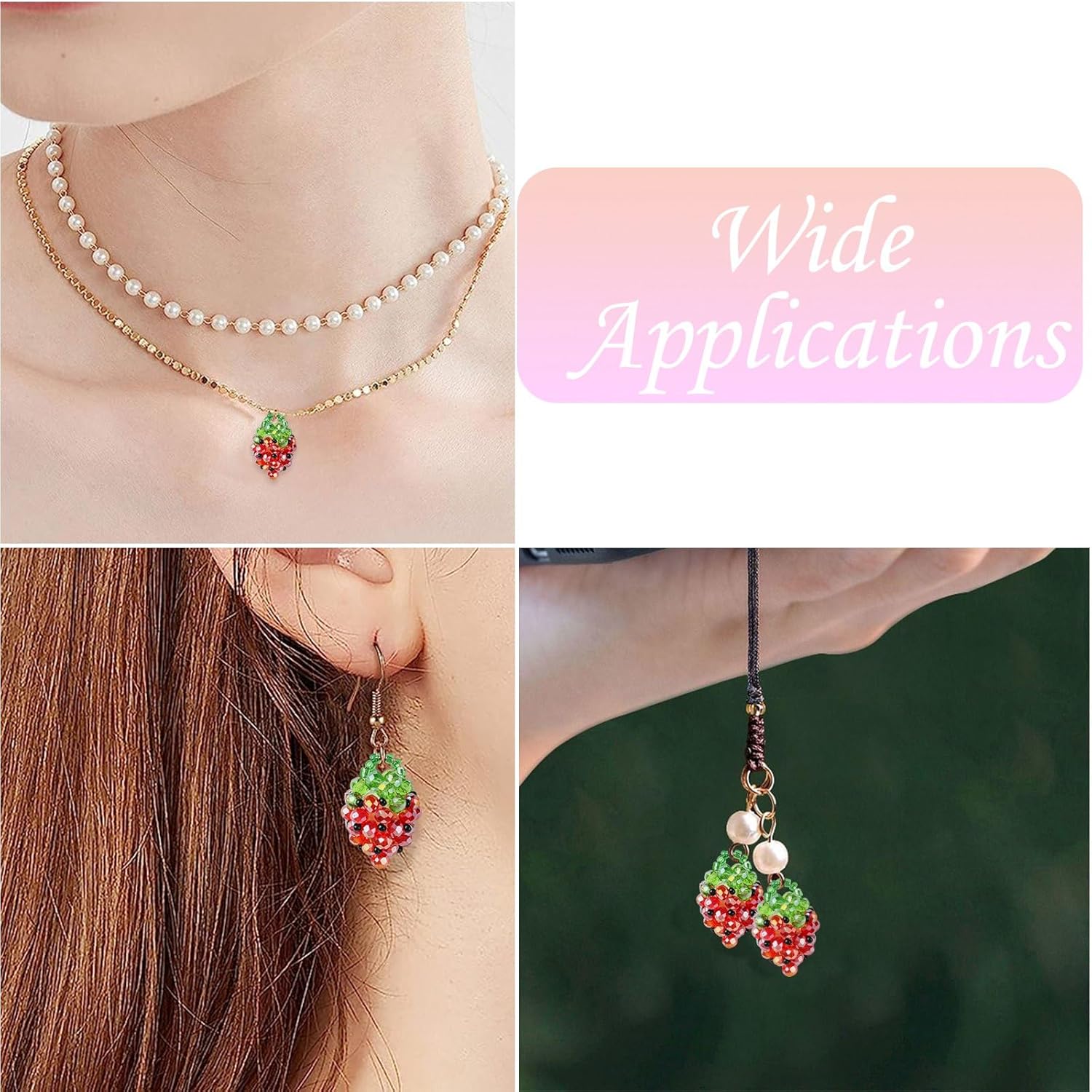 DanLingJewelry 10Pcs Red Strawberry Glass Seed Bead Charms Handmade Beaded Fruit Dangle Charms for DIY Jewelry Necklaces Earrings Making - Image 7