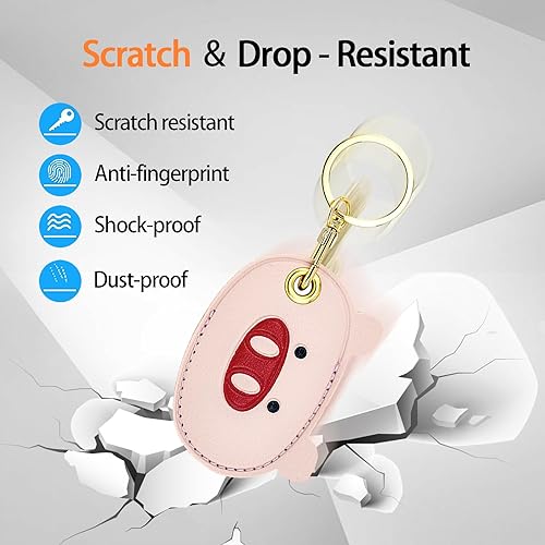 Miniatura 267 de Funda de cuero compatible con Apple AirTag, rastreador de llavero GPS Airtag con llavero, cubierta protectora antiarañazos para AirTag