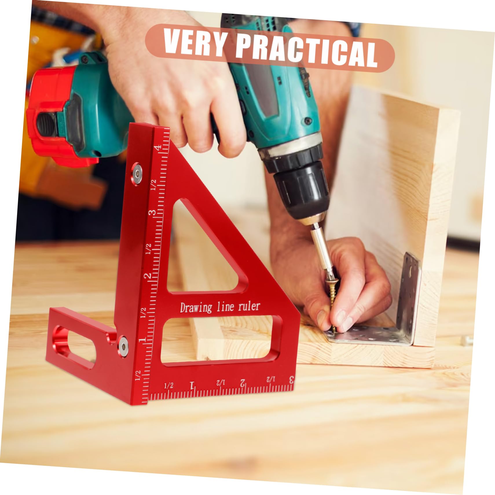 ARTIBETTER Square for Woodworking 45/90 Degree Angle Ruler Multi-Angle Measuring Ruler Engineer Tools Sturdy Aluminum Alloy for Heavy Use