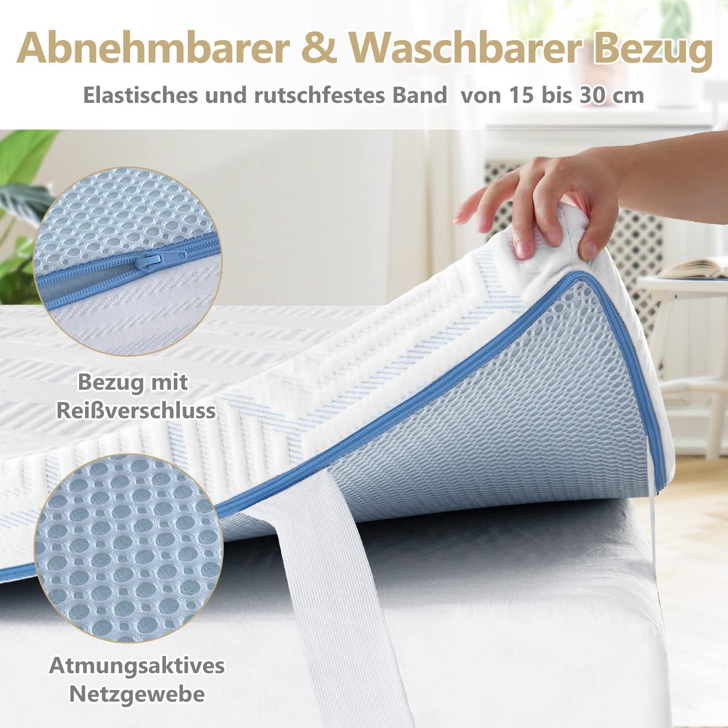 BedStory 10cm Höhe Topper 180x200cm,H3&H4 Gel Memory Foam Topper,Waschbarer Bezug, Matratzentopper für Boxspringbett Wohnmobil und Schlafsofa