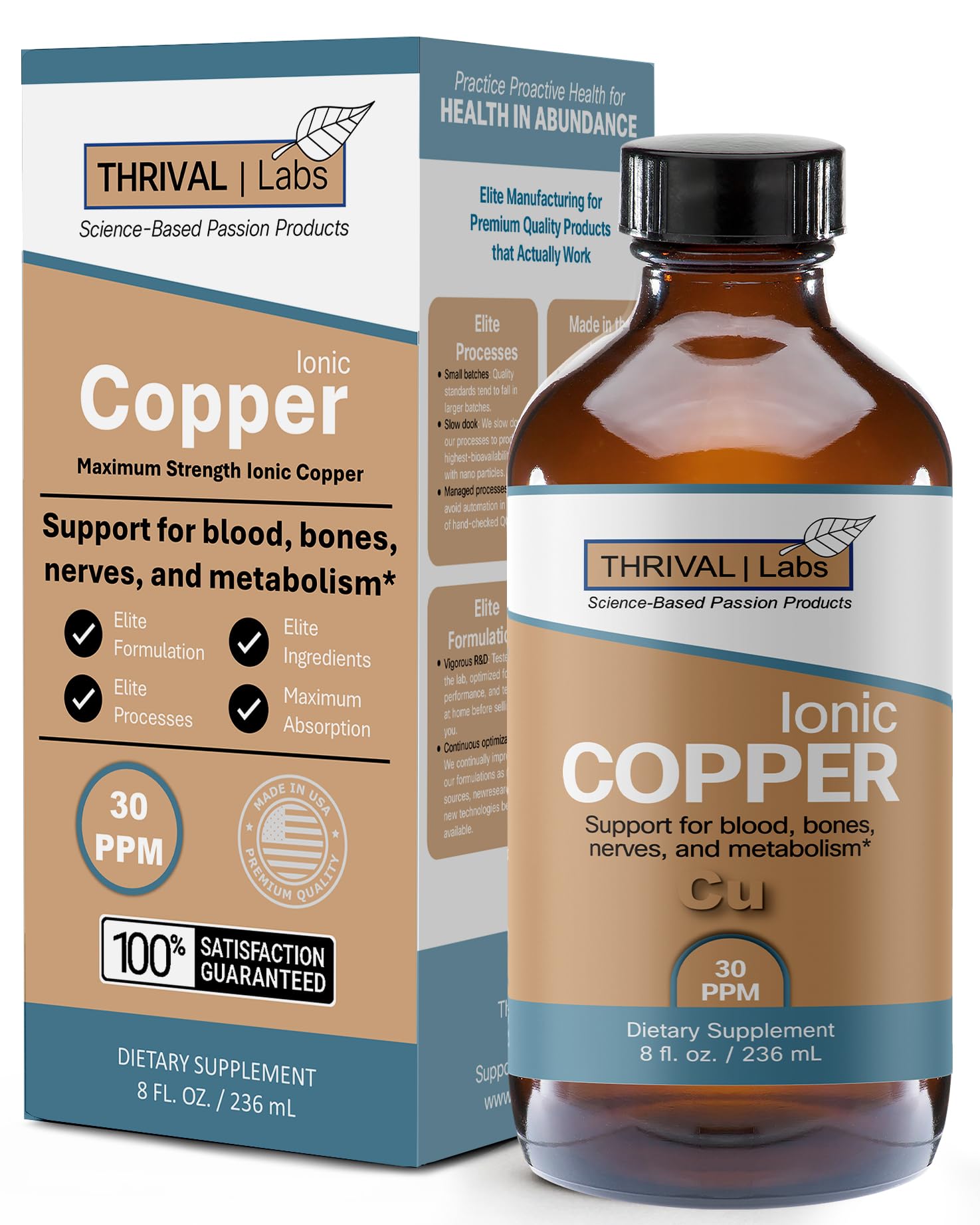 Ionic Copper Drops 30 PPM (8oz) – Premium Bioavailable Liquid Copper Supplement for General Wellness & Trace Mineral Support – Amber Glass Bottle 8 Fl Oz (Pack of 1)
