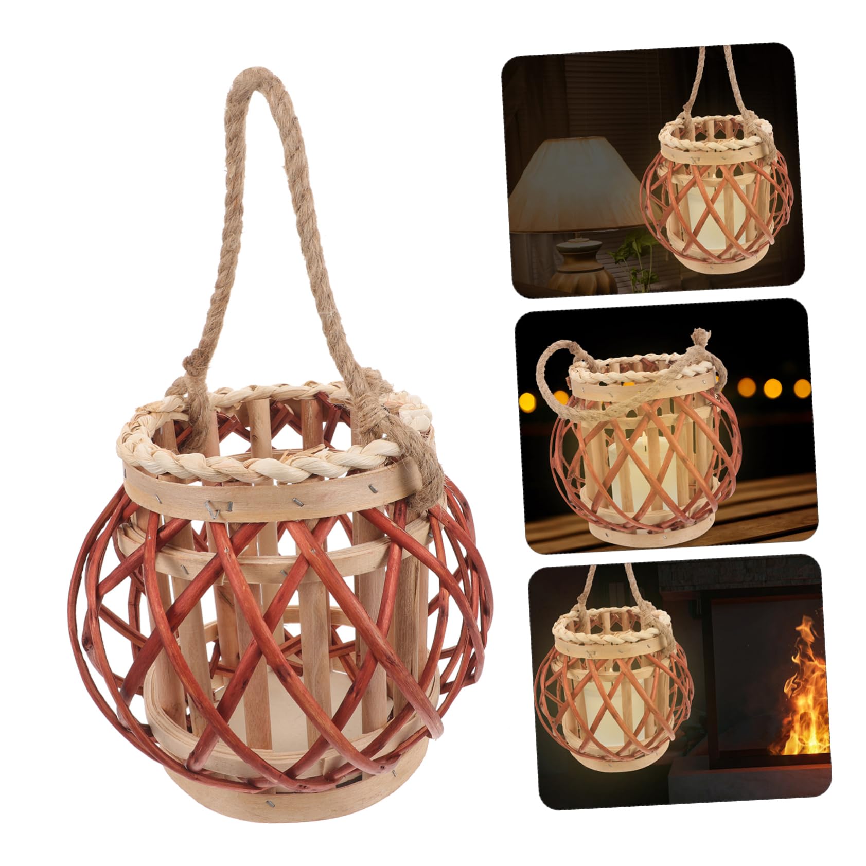 HANABASS Colgante de Artesanal Portavelas Natural Colgante Decoración Rústica para Soporte para Pequeño Cálido y Romántico