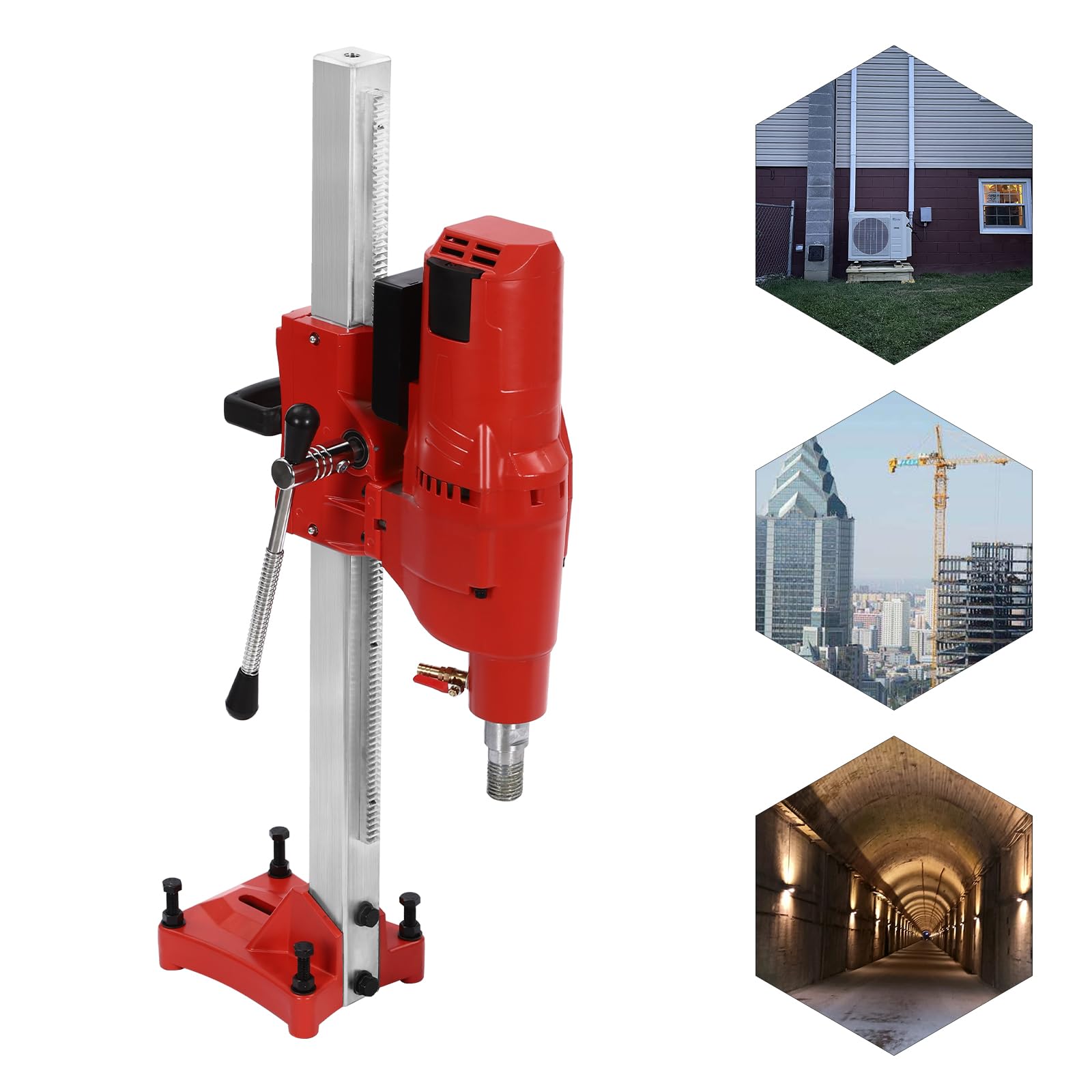 Taladro de diamante con motor de cobre de 4250 W, diámetro de perforación: 255 mm, profundidad de perforación: 1 m, para pared y hormigón, con refrigeración por agua