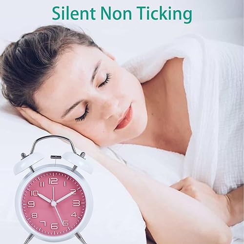 Miniatura 5 de pxy Reloj despertador ruidoso para personas que duermen pesadas, esfera 3D, funciona con pilas (batería incluida), reloj despertador analógico súper