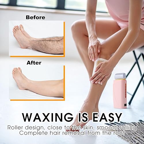 Miniatura 5 de Kit de cera enrollable para depilación, kit de depilación en casa para mujeres y hombres, kit de rodillo de cera suave de miel, cartucho de cera