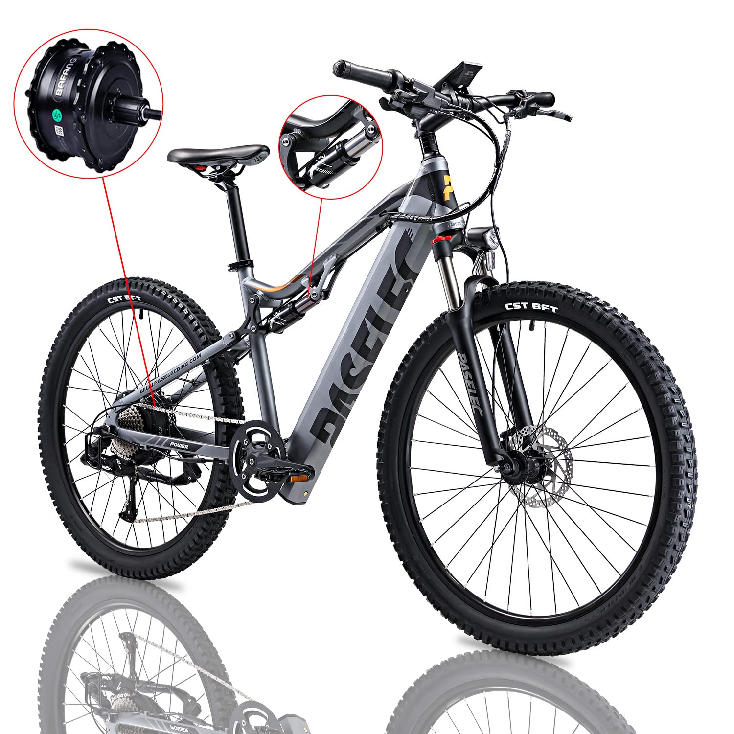 Electric Bikes for Adults, 27.5'' Ebike 1000W Peak Motor 16ah Removable Battery, 28MPH Full Suspension Electric Mountain Bike with Hydraulic brake Professional 8-Speed Gears E-MTB for Men and Women