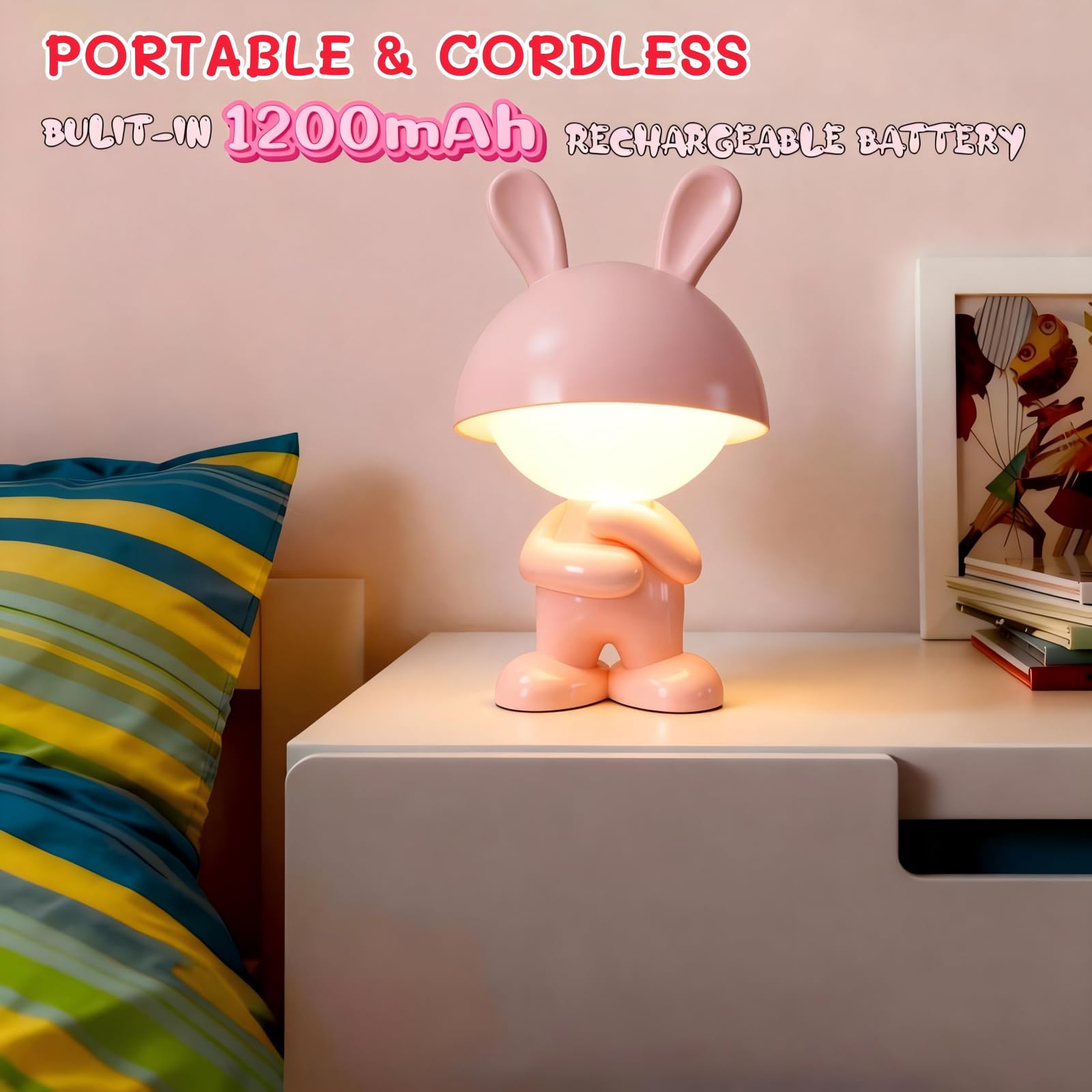 Luz nocturna para niños, lámpara de mesa recargable regulable, lámpara táctil para la lactancia, decoración del hogar, ayuda para dormir, regalos lindos y divertidos para niños, niñas, bebés