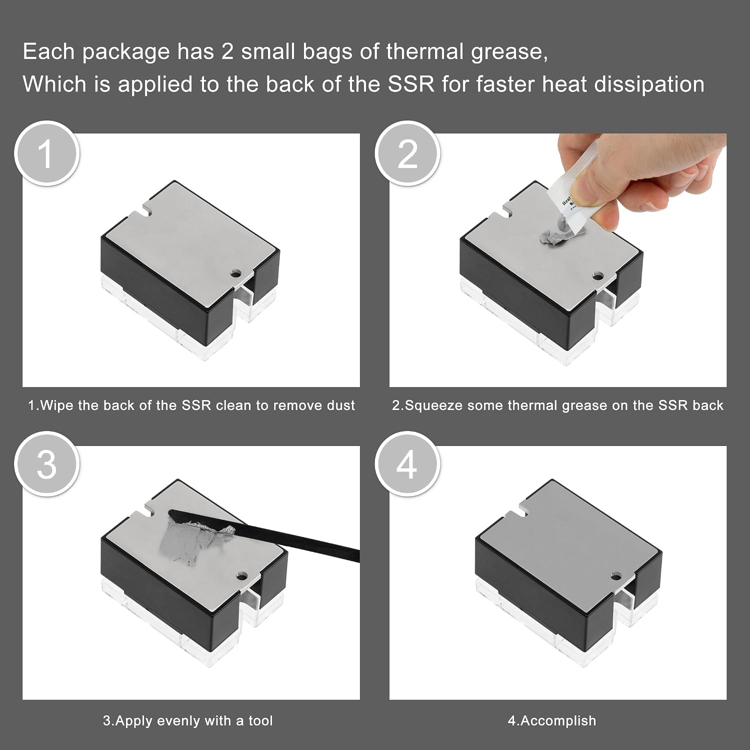 JOTTA Solid State Relay Zero Crossing Single Phase SSR-40DA Black Shell Input 3-32VDC Output 24-480VAC Current 40A SSR with Plastic Cover