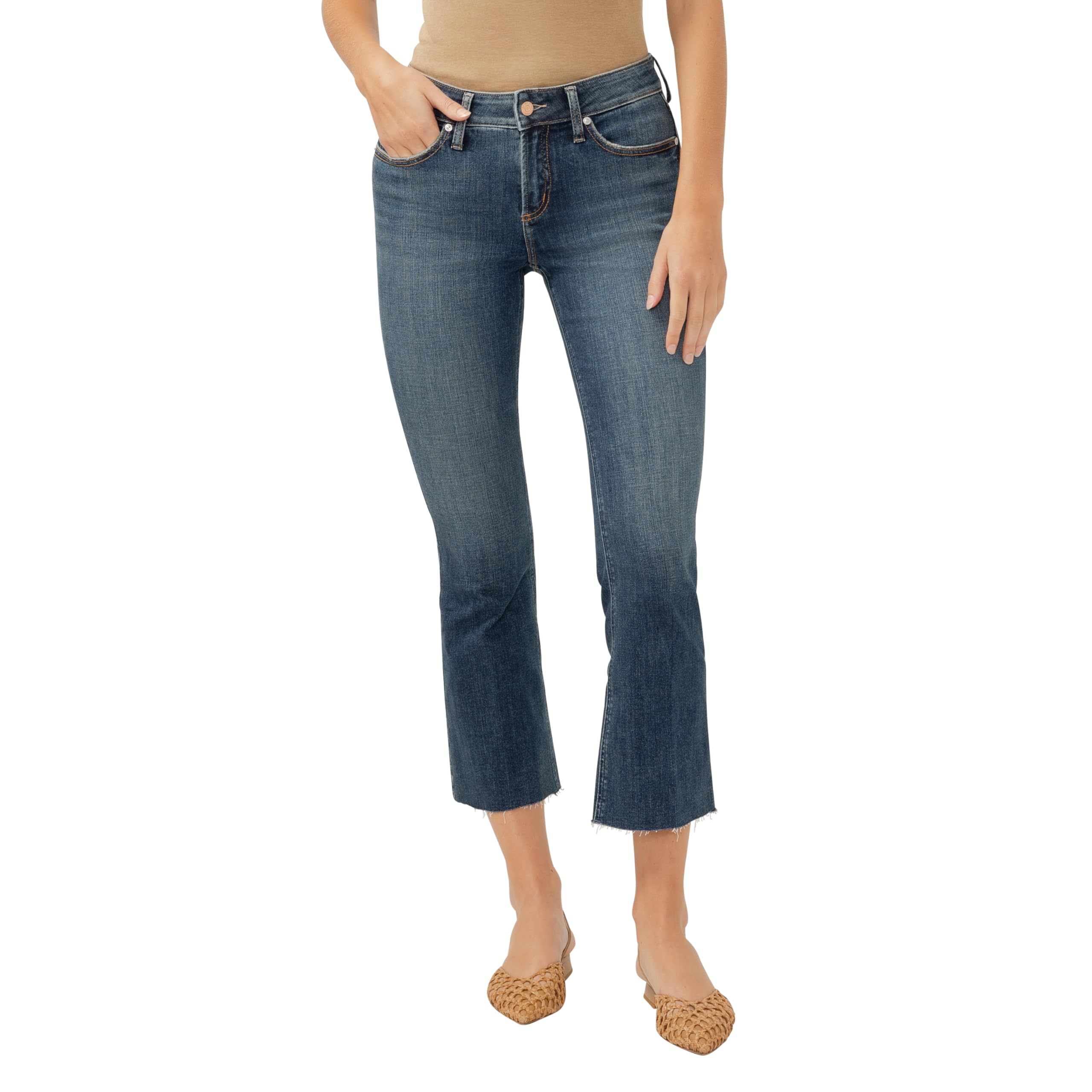 Silver Jeans Co. Women's Suki Mid Rise Curvy Fit Flare Leg Jeans