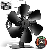 Vista 1 de XTIMES Ventilador de estufa de leña oscilante, ventilador de chimenea con termómetro magnético, ventilador termoeléctrico para estufa