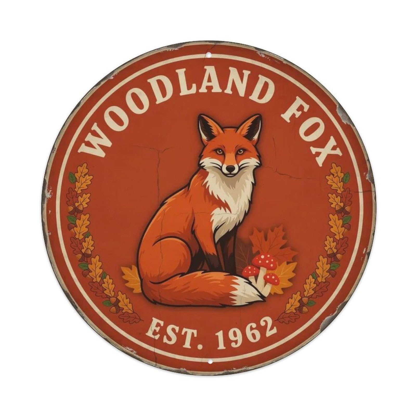 Vintage Fox Autumn Metal Tin Sign Plaque