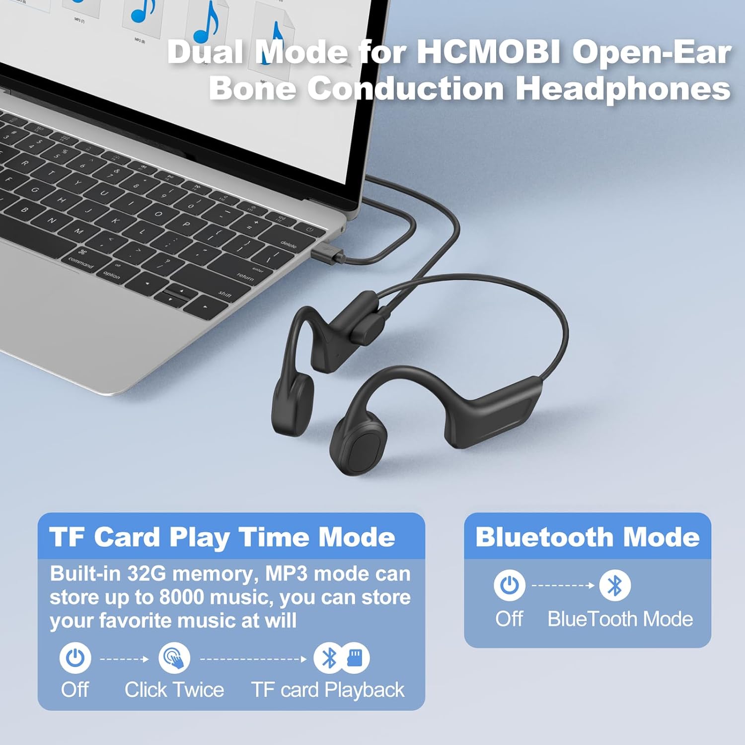 Bone Conduction Swimming Headphones,Waterproof IP68,Wireless Bluetooth 5.3 Earphones with Microphone, Built-in 32GB MP3 Open Ear Bluetooth Headphones for Running,Swimming,Diving - Image 5