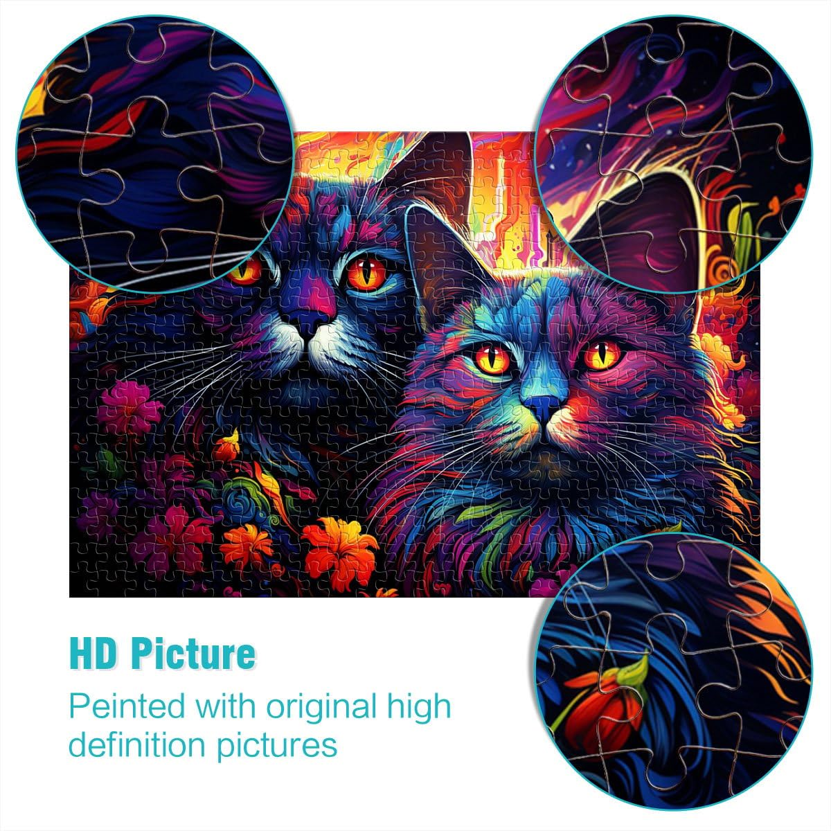 Puzzle adulto gato fantasía raro, rompecabezas adulto 2000 piezas, 70 cm x 100 cm, cartas grises, para adultos y familias, juguetes educativos, juegos en familia