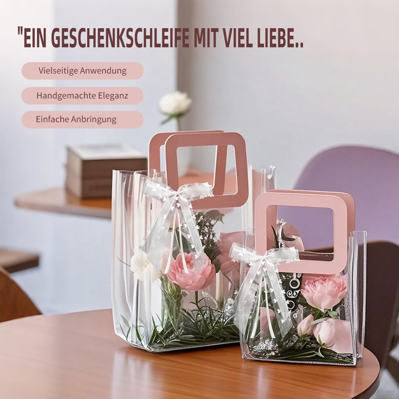 Lazos Blancos para Antena de Boda con Corazones de Organza y Cinta de Satén, Decoración de Coche Hecha a Mano, Elegantes Lazos de Boda Reutilizables