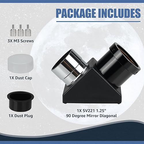 Miniatura 18 de SVBONY Espejo diagonal SV221 de 1.25 pulgadas, diagonal de prisma de imagen correcta de 45 grados que proporciona vistas nítidas que son del lado