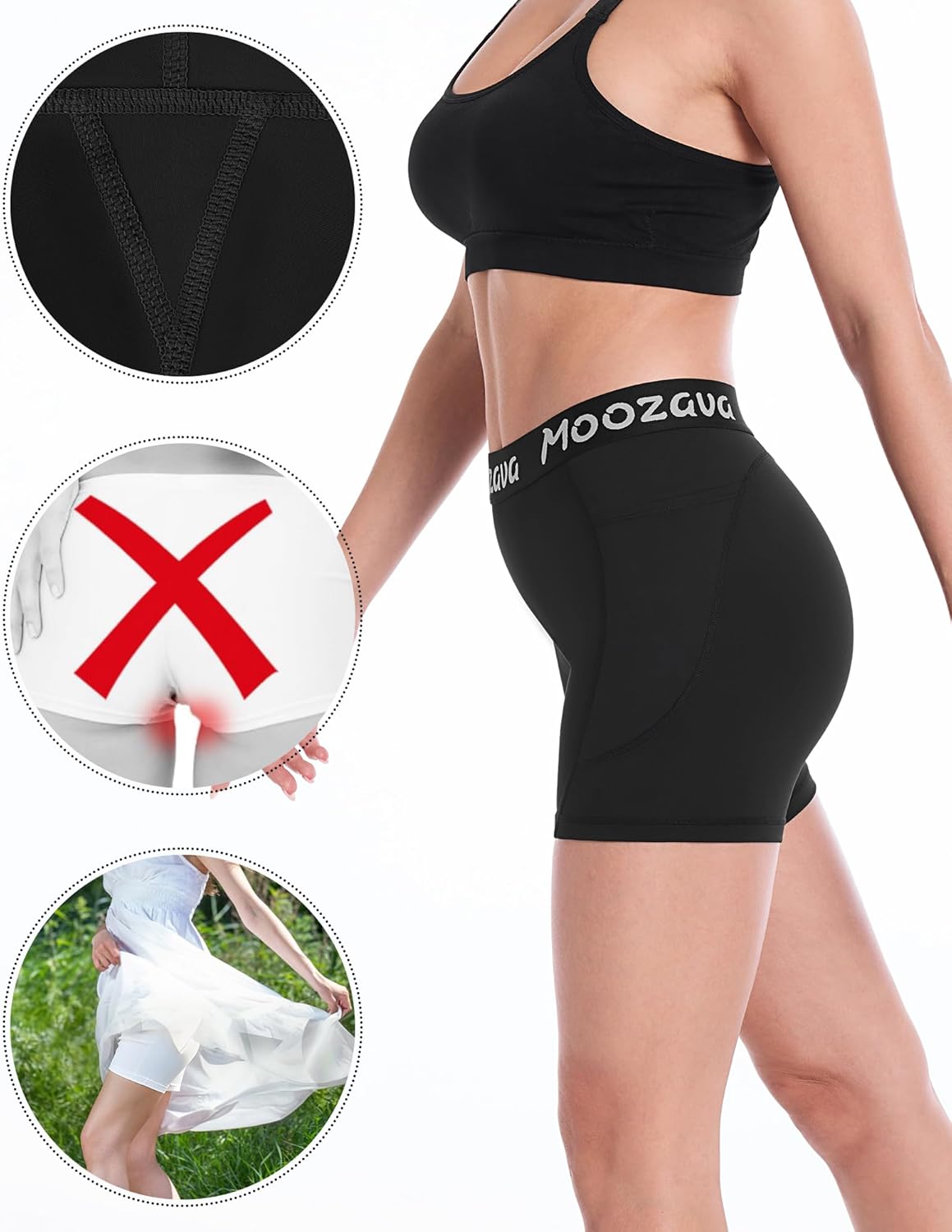 Moozava 5" Womens Spandex Volleyball Shorts 3 Pack Athletic Compression Shorts for Workout Running Gym Yoga Cycling Dance - Image 6