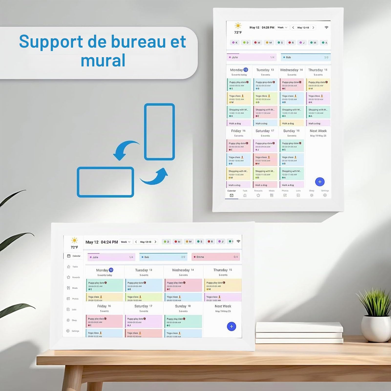 Elprico Calendrier Numérique Mural 15,6 Pouces, Écran Tactile 1080p Planificateur Familial WiFi avec Tableau des Tâches et Cadre Photo 32 Go pour Organisation Maison