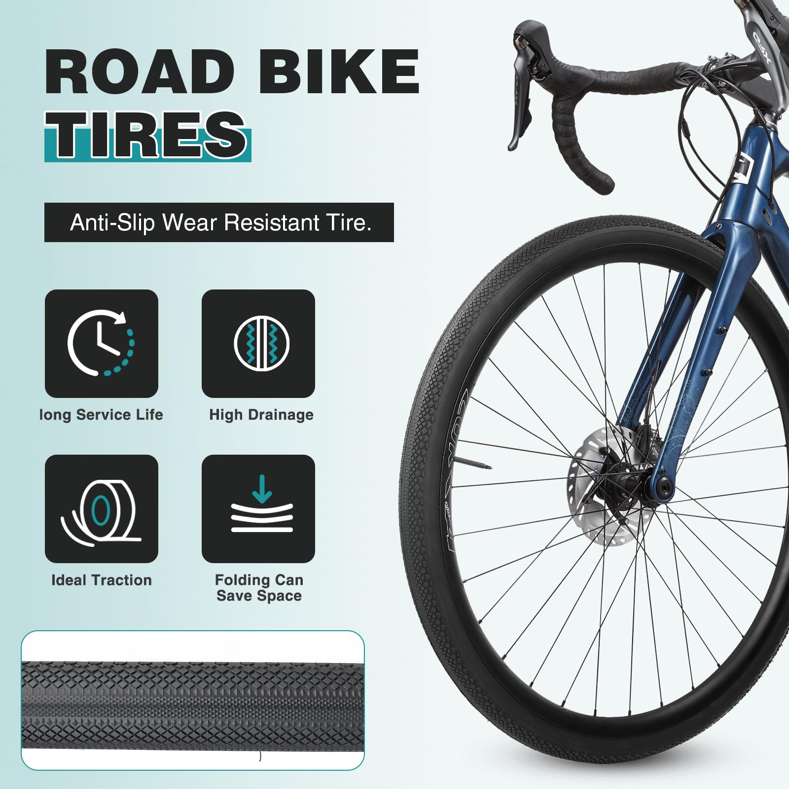 WEEROCK Pneu de vélo 700 x 42C avec chambres à air - Pneu de rechange compatible avec 700 x 42C/700 x 52C