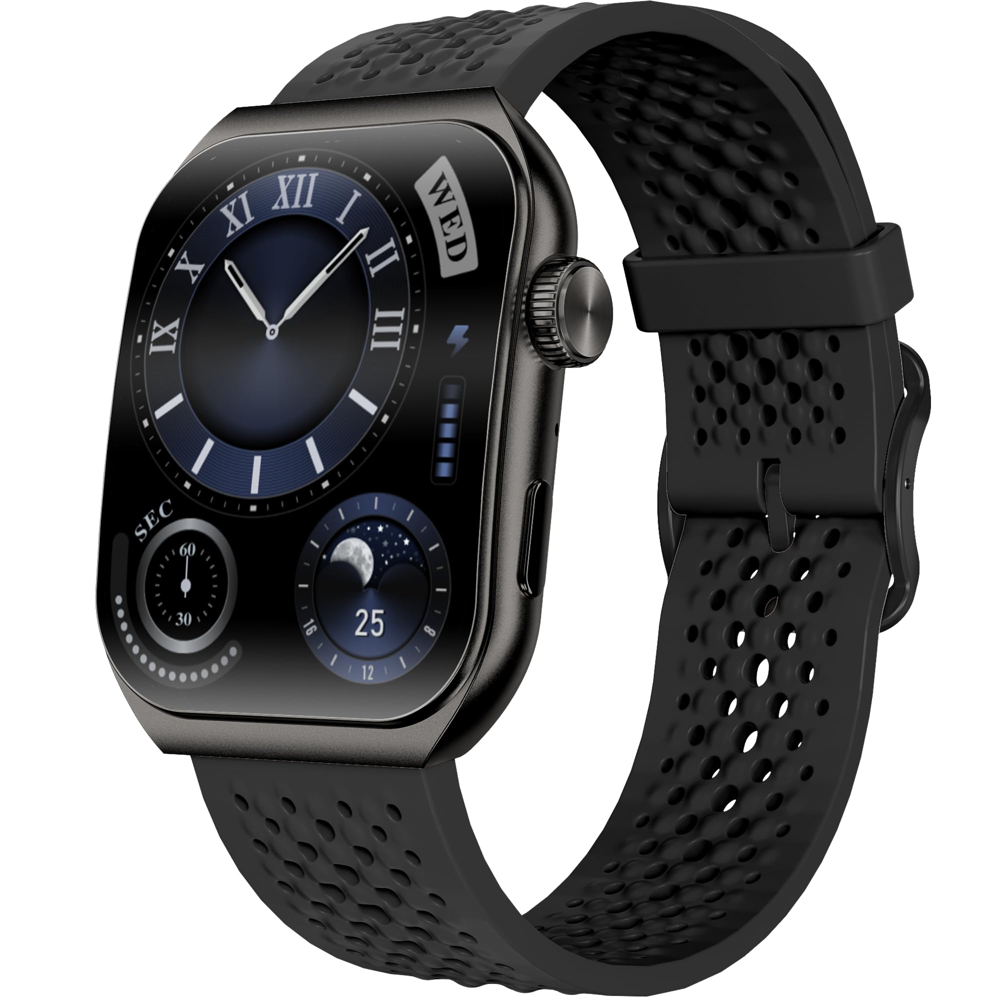 Smartwatch Relógio inteligente Masculino, Tela AMOLED, ChatGPT, Relogio Inteligente, 120+ Modos Esportivos, Chamadas Bluetooth, Compatível com iOS e Android, 2 Pulseiras (Preto+cor laranja)