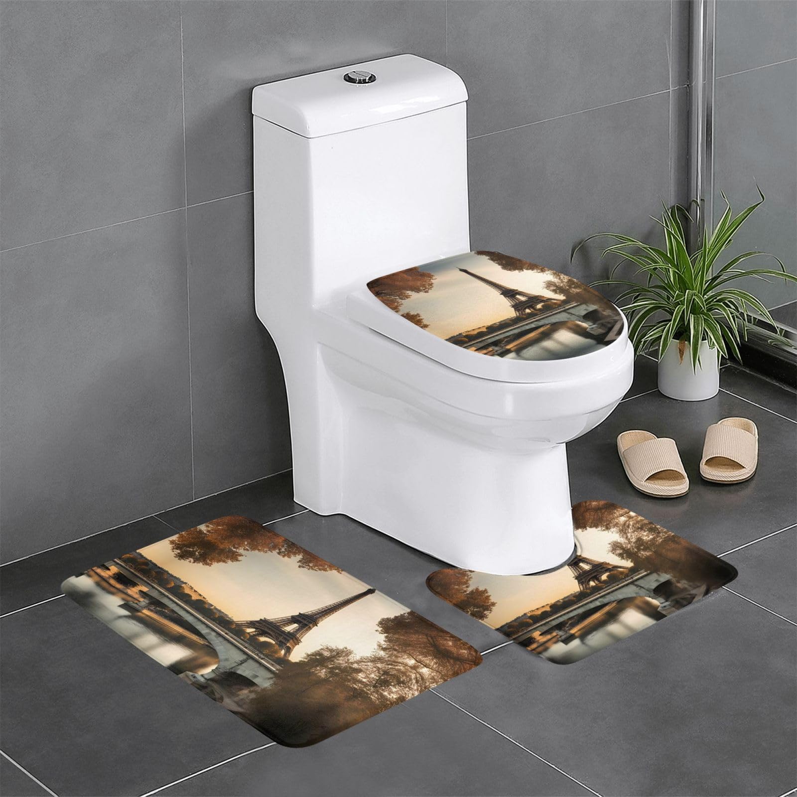 Tapis de bain séchage rapide à motif Tour Eiffel pour sol sec