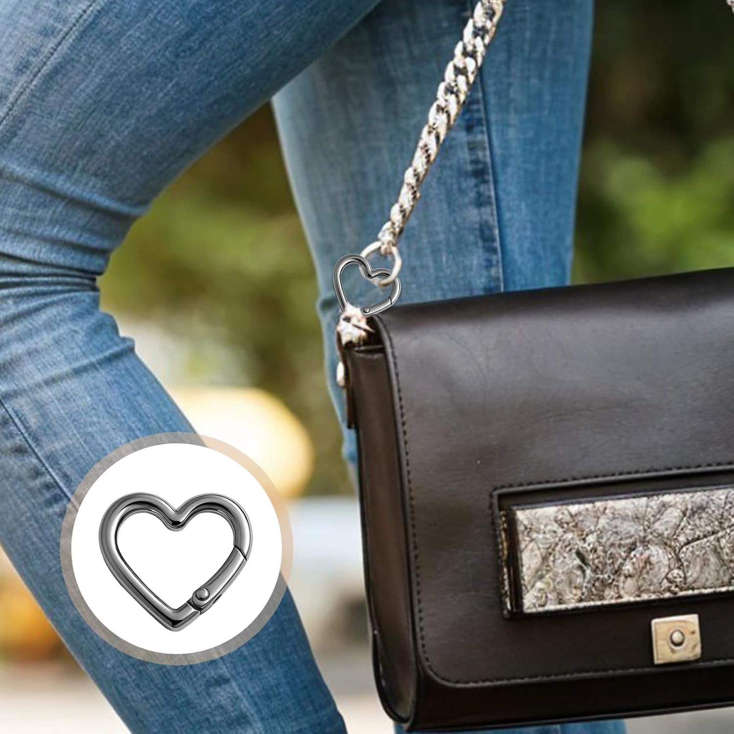 12pcs Heart Carabiner Clip,Alloy Mini Carabiner,2 Sizes Heart Keychains for Hiking Backpack,Car Charms,Purse Bling(Gold,Silver,Black) - Image 4