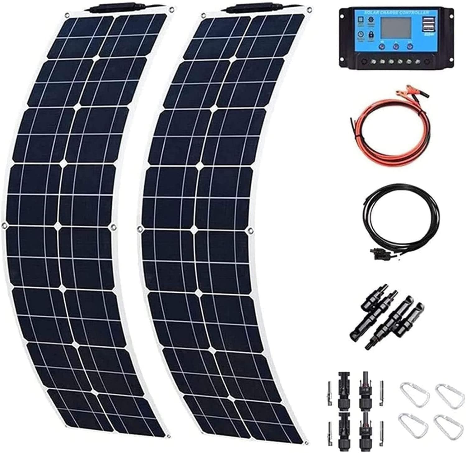 Kit pannello solare flessibile, 400 W, 600 W, 800 W, 1200 W, modulo fotovoltaico monocristallino per ricarica batteria da 12-24 V con regolatore di carica da 40 A, per casa e campeggio