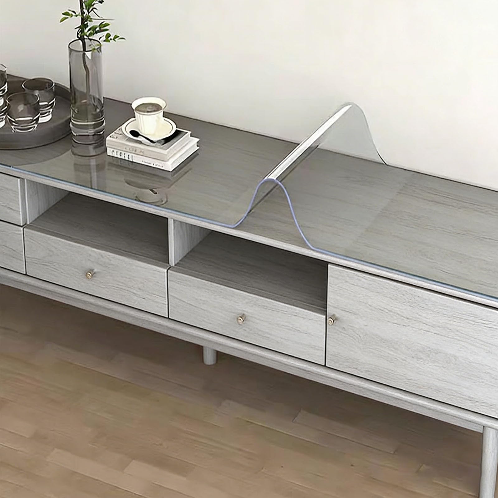 Nappe de table transparente 85x150 cm en PVC avec coins arrondis