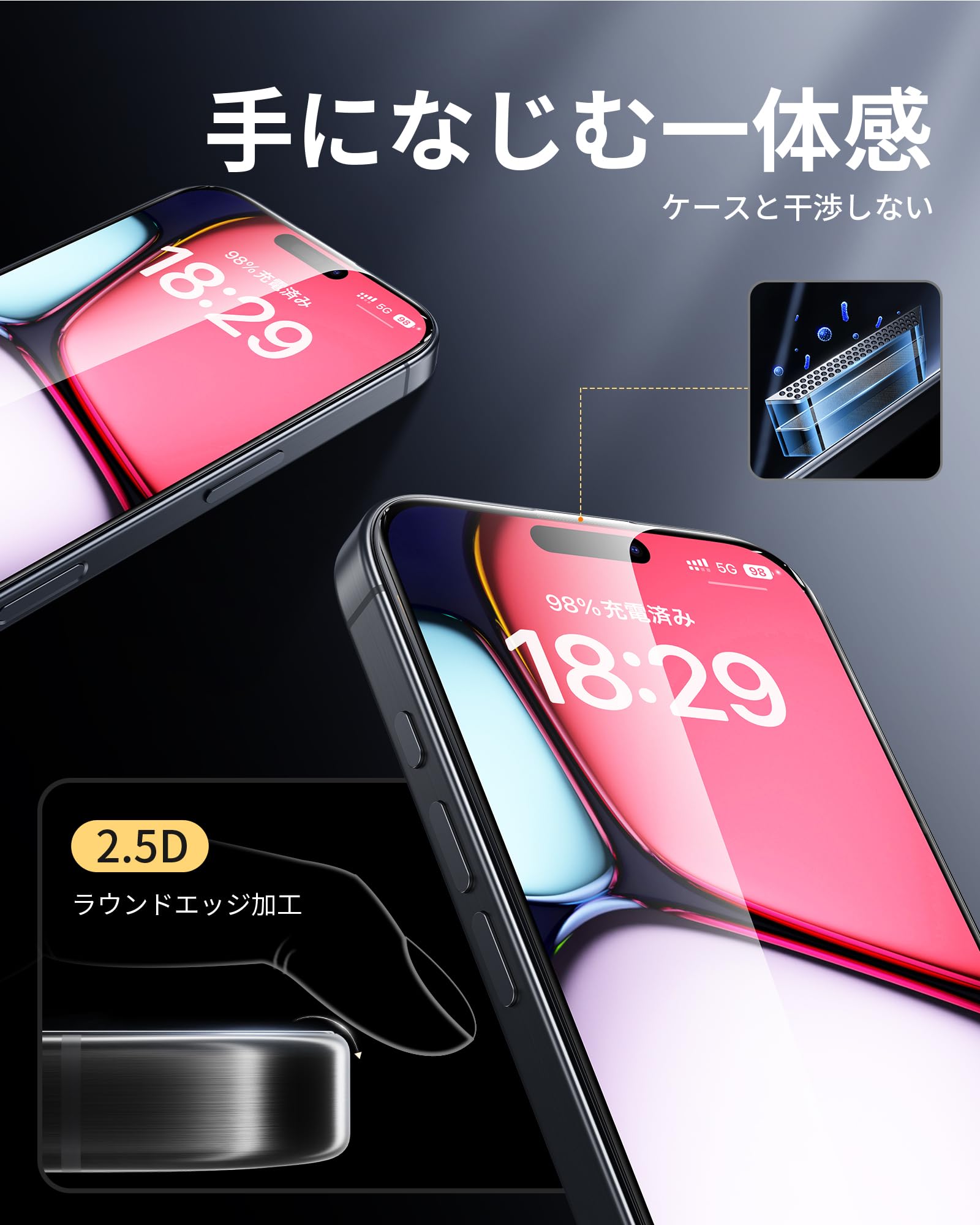 NIMASO iPhone 16 Pro Max用ガラスフィルム 2枚セット