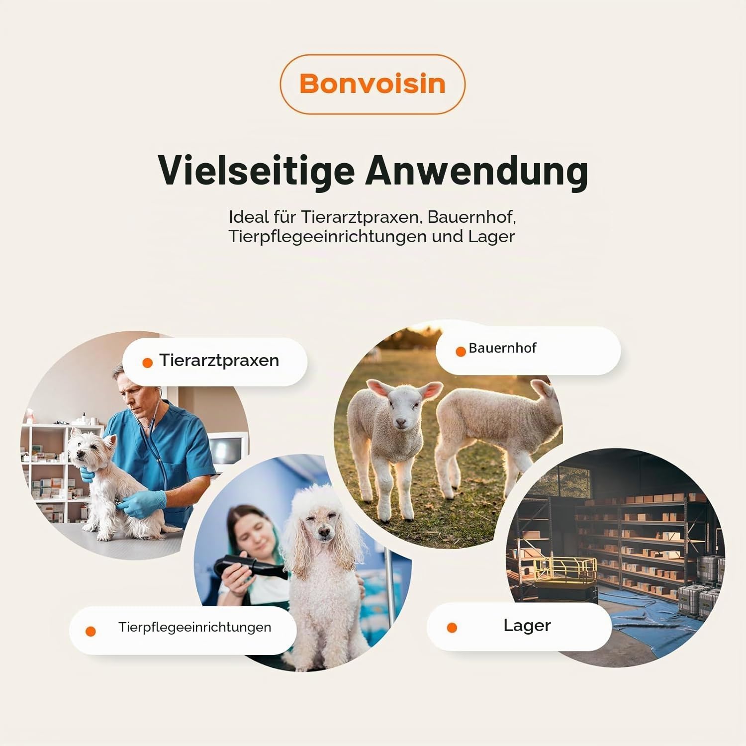 Bonvoisin 500kg Tierwaage für Veterinär & Nutztiere, Tara- & Hold-Funktion | Große Edelstahl-Plattform 103x53cm mit rutschfester Matte, Fern-Display & Dual-Stromversorgung für professionelles Tierwiegen