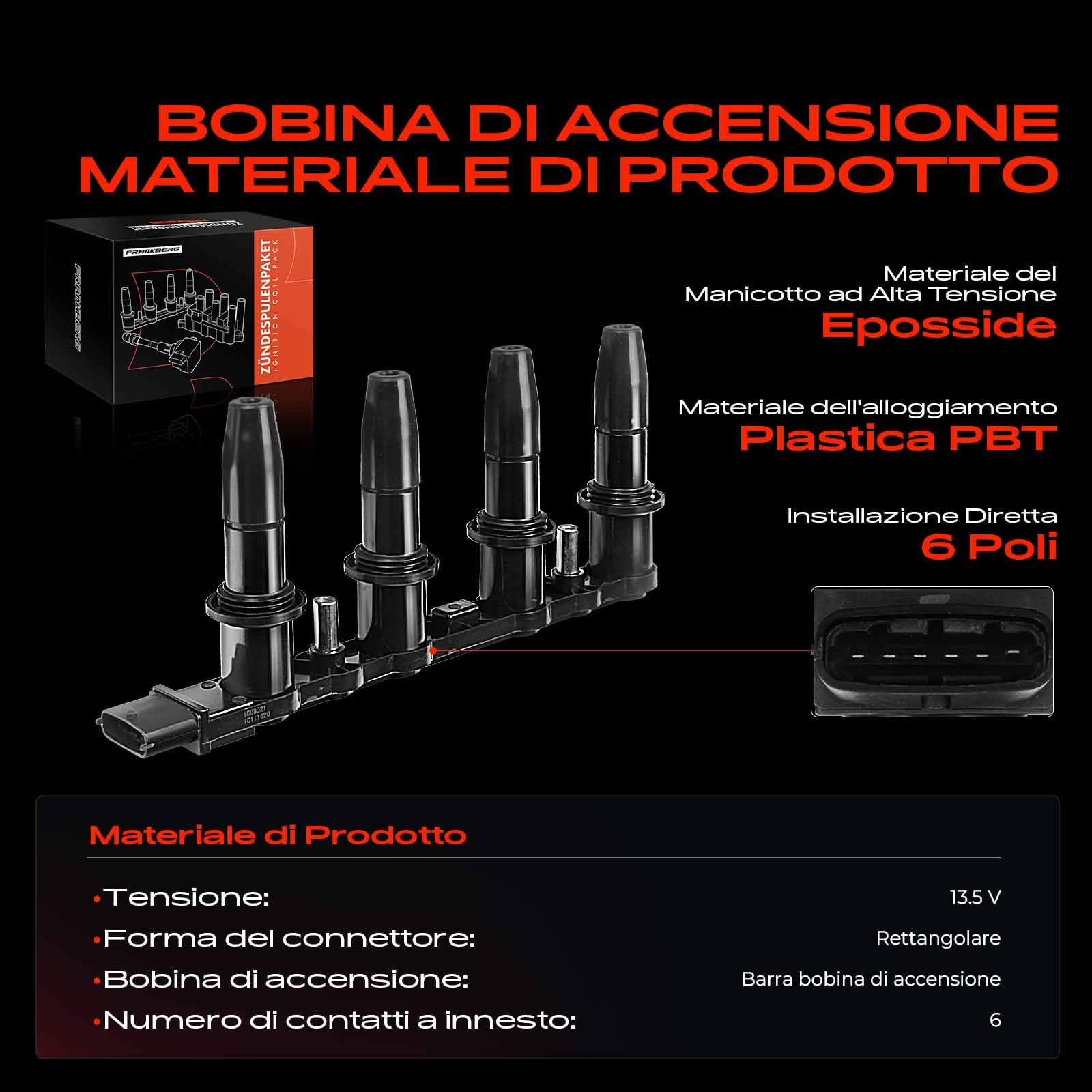 Frankberg Bobine di accensione Benzina Compatibile con Zafira/Zafira Family B A05 1.6L Astra H A04 1.6L Astra H Twintop A04 1.8L Astra H CaR.A.Van A04 1.6L Astra H GTC A04 1.6L Replace# 1208021