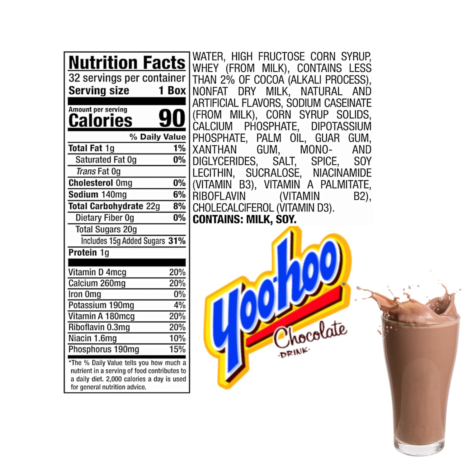 MAKATAYO Yoohoo Chocolate Drink. Rich in Calcium and Vitamin D | 6.5 Fl oz Easy-to-Sip drink boxes. Pack of 20.