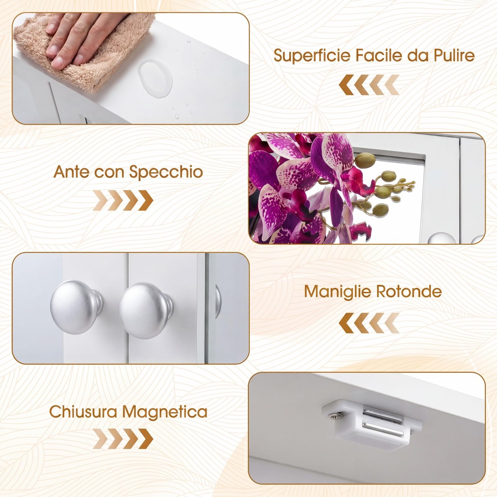 COSTWAY Armadietto Bagno a Specchio da Parete, 56 x 13 x 58 cm (Bianco) | Specchiera con 2 Ante, Ripiano Aperto e 2 Scomparti, Mobile da Bagno Salvaspazio per Soggiorno e Camera da Letto