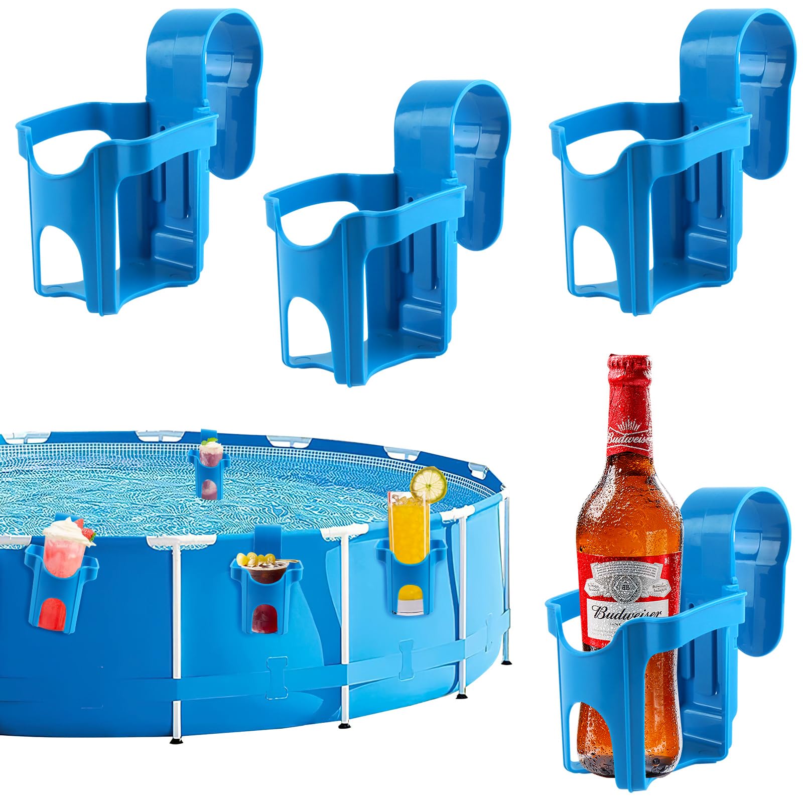 Portavasos de Piscina 4 Piezas, Accesorios Piscina Portavasos Colgante, Portavasos de Piscina, Portavasos Multifunciona Accesorios de Piscina, para Fiestas de Verano en la Piscina Playa