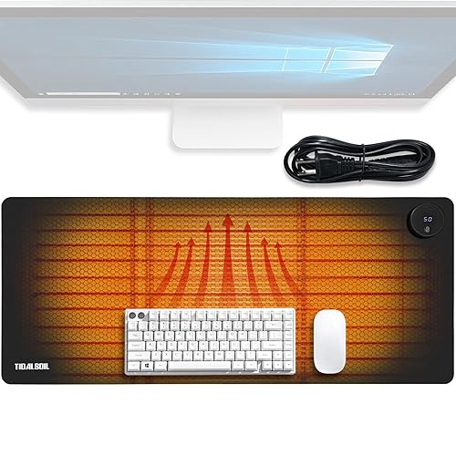 TIDALSOIL Heated Desk Pad, 31.5"×13" PU Leather Mouse Mat with