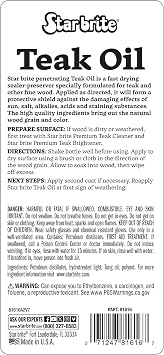 STAR BRITE Teak Oil, Long-Lasting, UV-Resistant Wood Sealer & Preserver