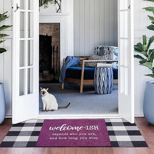Miniatura 2 de JJUUYOU Tapetes Grandes de Bienvenida Tapete para Puerta Principal Divertidos Tapetes Welcome-ish Tapetes para Puertas Interiores Exteriores Tapetes