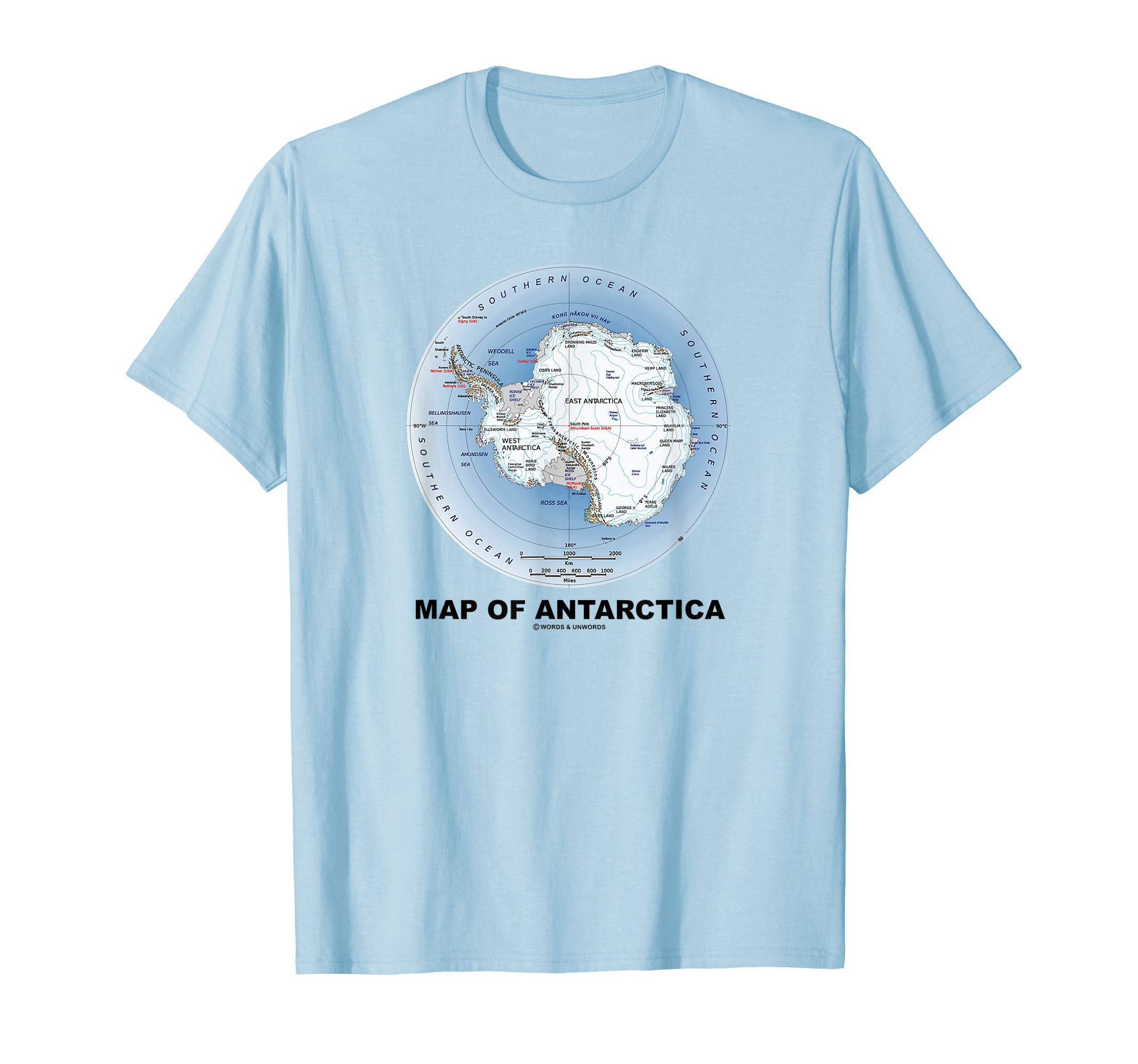 Map Of Antarctica Southern Continent Geography T-Shirt