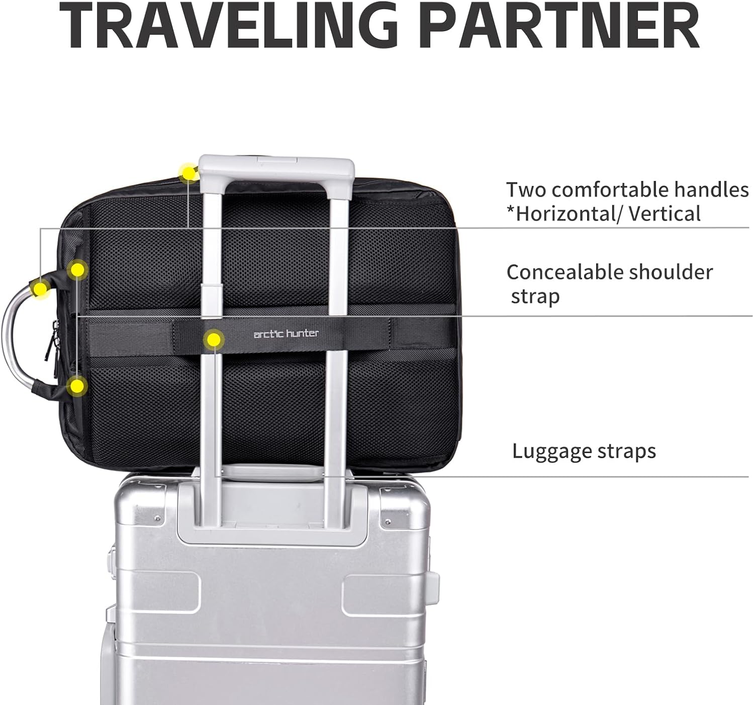ARCTIC HUNTER AH 40L Carry On Travel Backpack for Men, TSA Flight Approved Laptop Bag, Expandable Business Water Resistant Luggage Backpack (Black)
