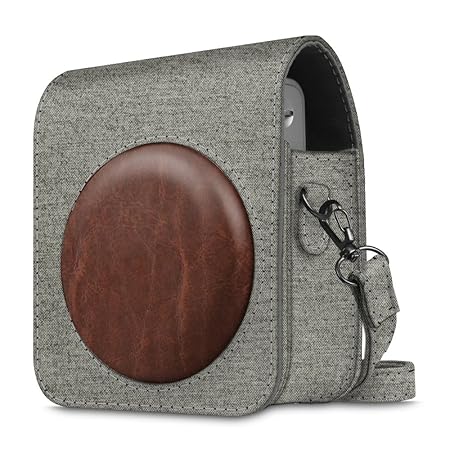 Fintie Protective Case Compatible Fujifilm Instax Mini 90 Neo Classic Instant Film Camera - Premium Vegan Leather Bag Cover Removable Strap, Denim Grey