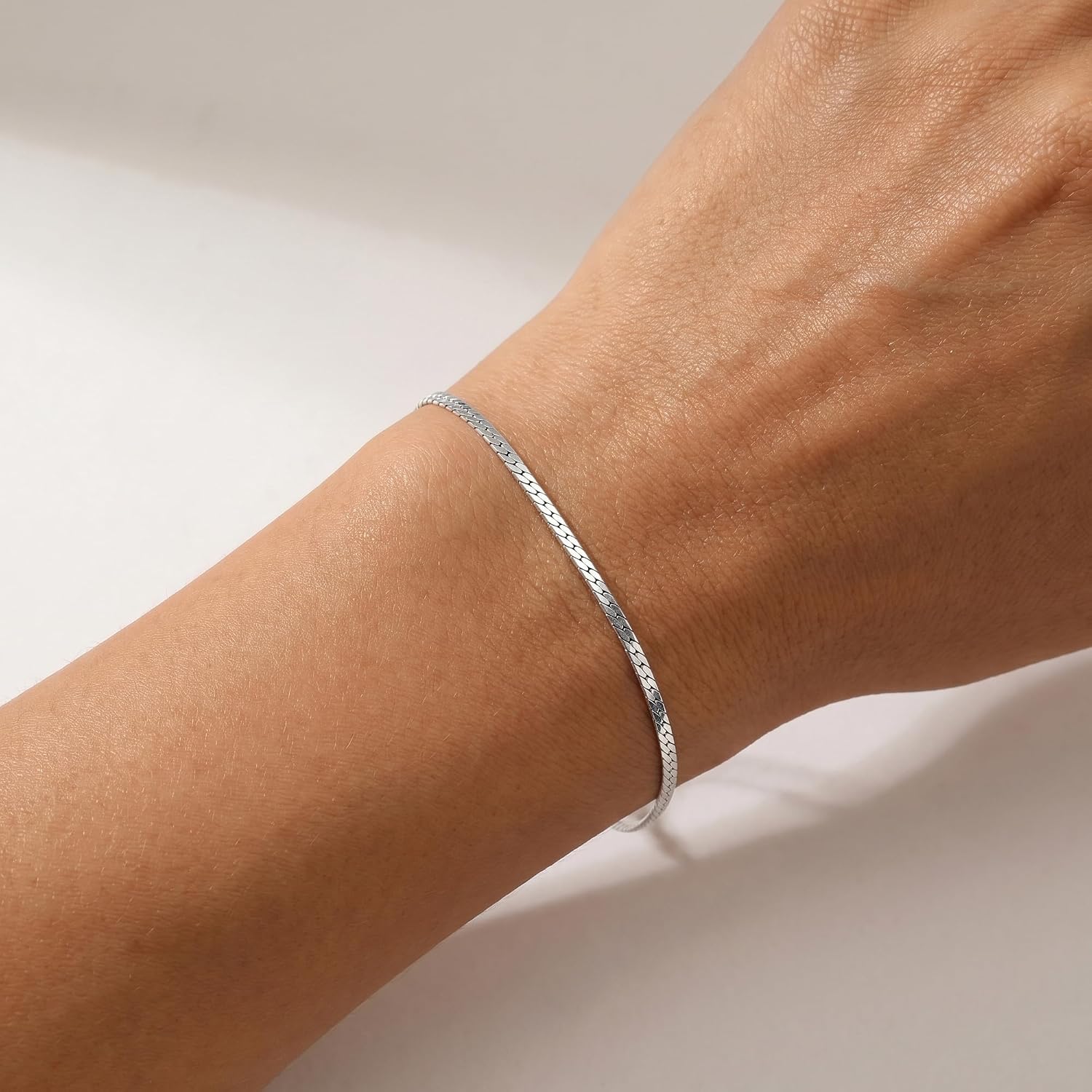 Silver Bracelet for Women - 925 Sterling Silver Snake Chain Bracelet Jewelry Gift for Women Size: 6.5-8 Inches