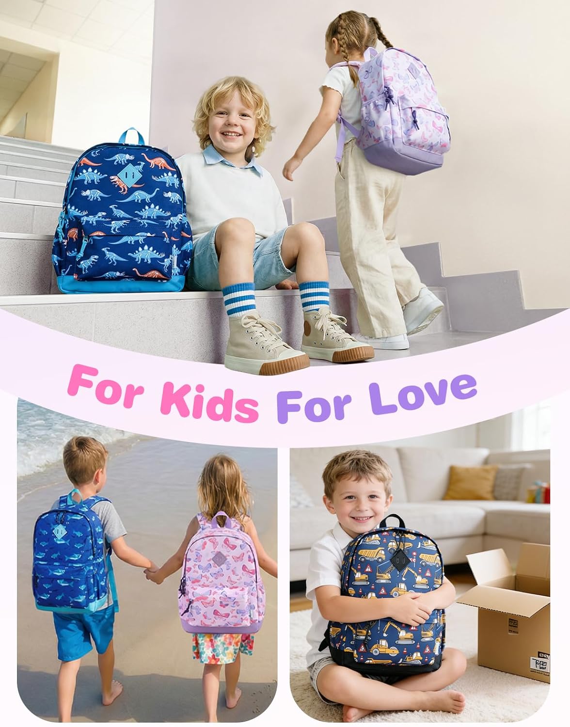 VASCHY Toddler Backpacks Kids, Lightweight Water Resistant Preschool Backpack for Children Boys and Girls w Chest Strap